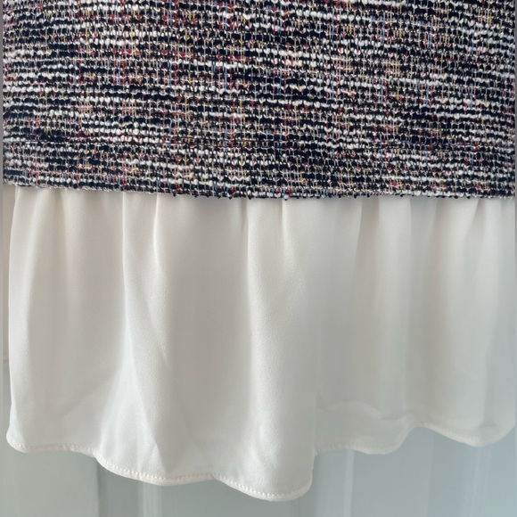 NWT LOFT Long sleeve, lightweight tweed sweater w/ mixed media flowy blouse hem - Picture 3 of 4